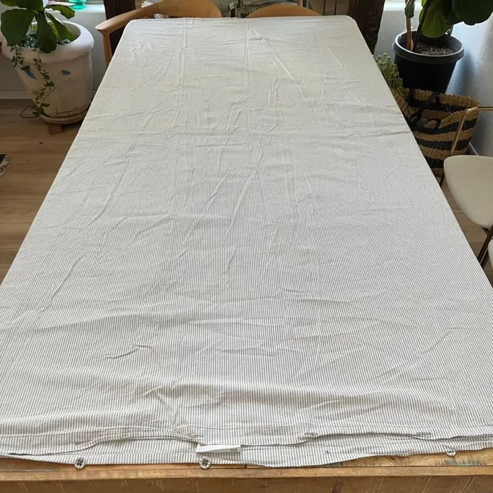 Ikea Bergpalm King Duvet Cover Striped Gray & White Button Closure 100% Cotton